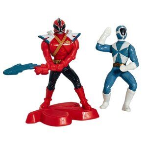 Power Rangers Red Samurai Blue Ranger Action Figures 2 pc 2000s Collectible Toys